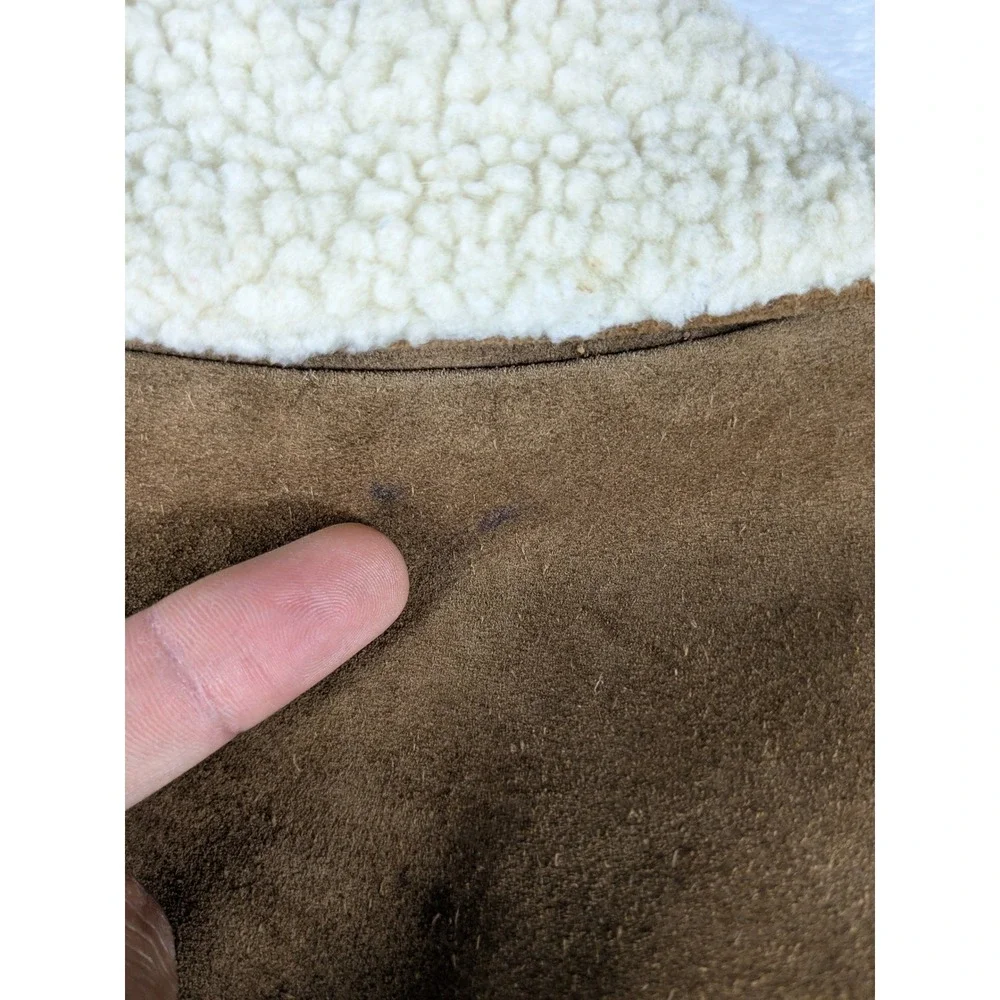 Vintage Gap Suede Sherpa Lined Front Snap Mid Length Coat Penny Lane Boho (Read)